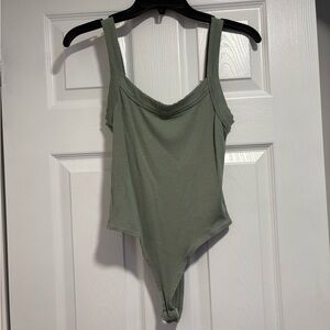 Green Ribbed Bodysuit